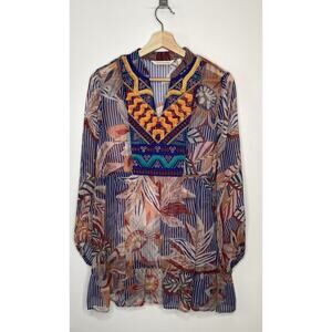 Soft Surroundings Women's Embroidered Tunic Blouse Multicolor - Size Small